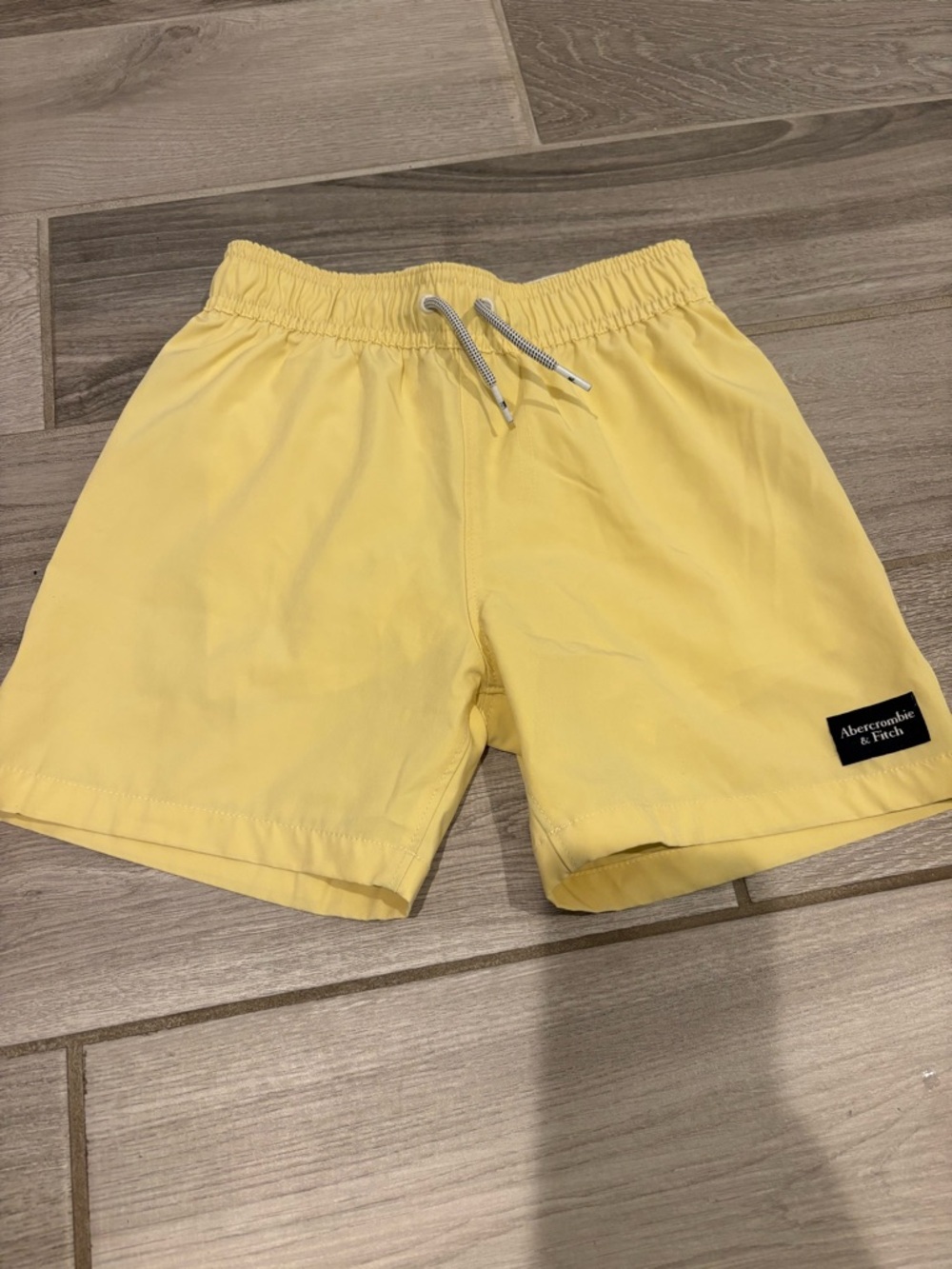 Abercrombie & Fitch Pale Yellow Swim Trunks with Logo Patch